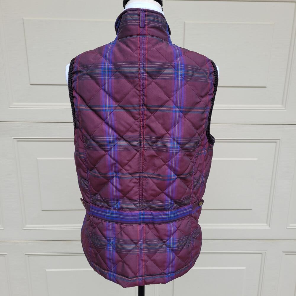 Lauren Ralph Lauren Puffer Vest Quilted Plaid Burgundy Purple size Large - Picture 2 of 14
